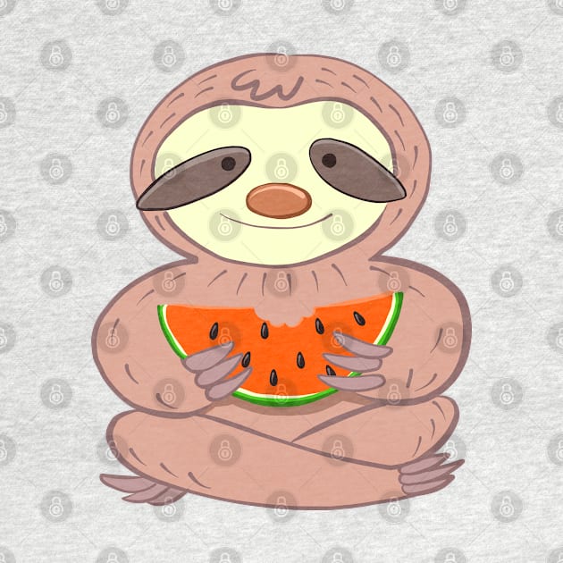 Sloth sitting and eating watermelo by duxpavlic